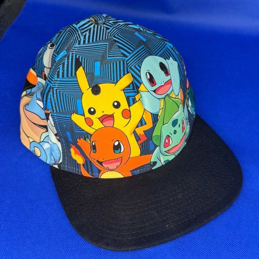 Bioworld Pokemon Pikachu Charmander All Over Snapback Flat Hat 2014 Nintendo Cap